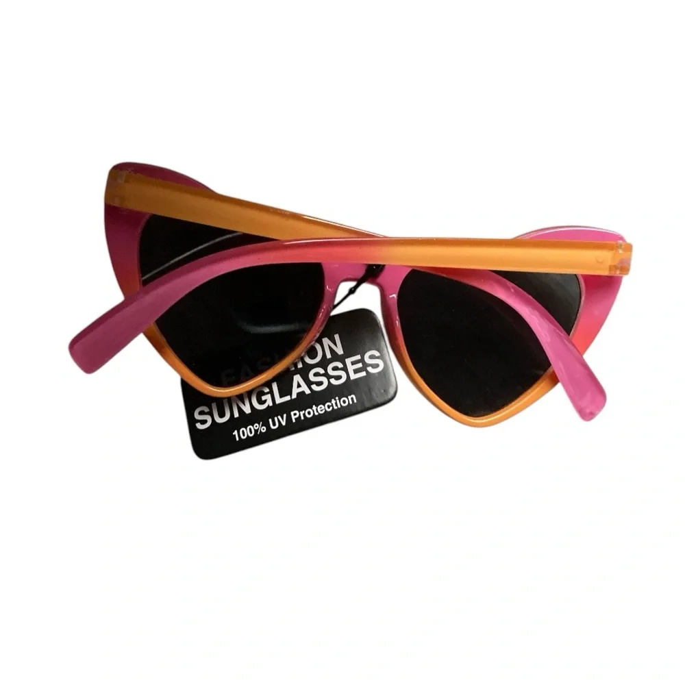 Heart Shaped Full Rim Pink Orange Yellow Frame Sunglasses